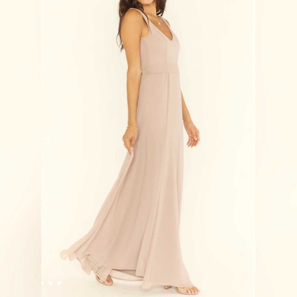 Show Me Your Mumu Womens Jenn Maxi Dress Soft Beige Pink Chiffon Size XS